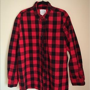 St. Johns Bay Red Plaid Flannel Button Down Size XL